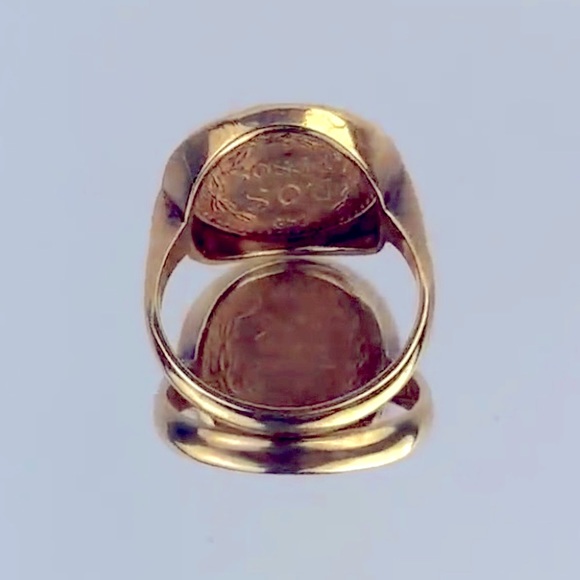 22K 1945 DOS PESOS COIN RING MOUNTED ON SOLID 14K SETTING! THIS IS A FLASH SALE! - Picture 9 of 16